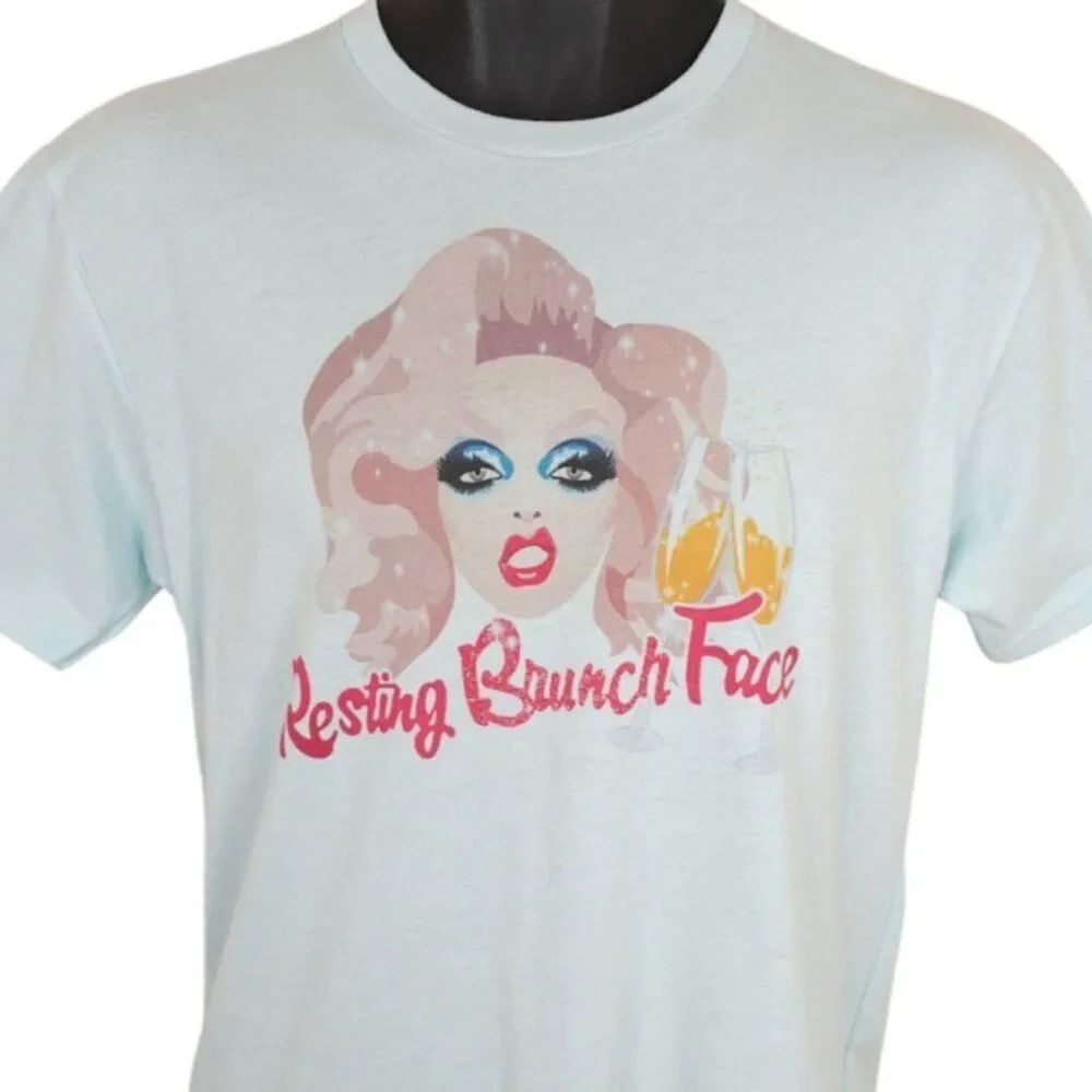 Drag Queen T Shirt Mens Size Small Blue Resting Brunch Face Drag Brunch